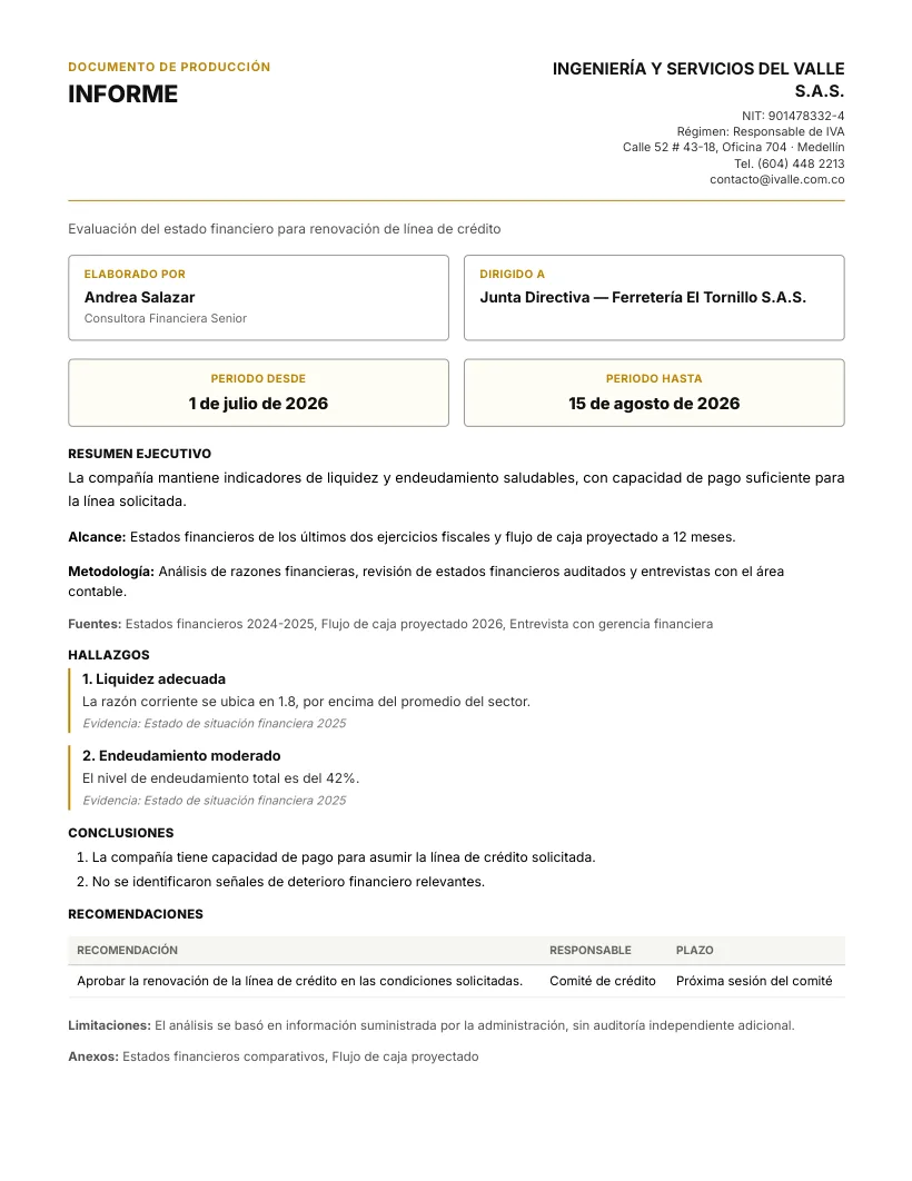 Informe de servicio