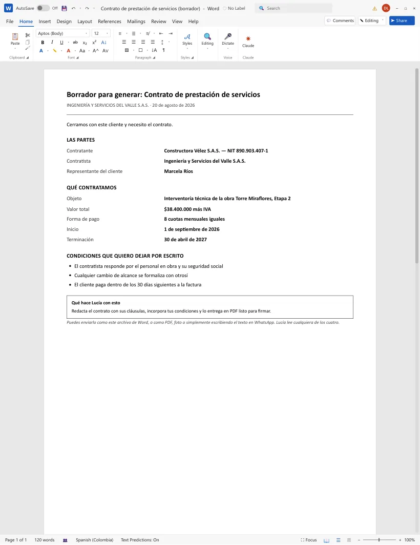 Borrador de contrato