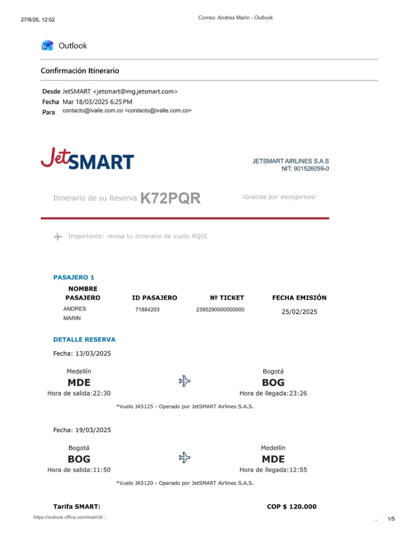 Comprobante de reserva