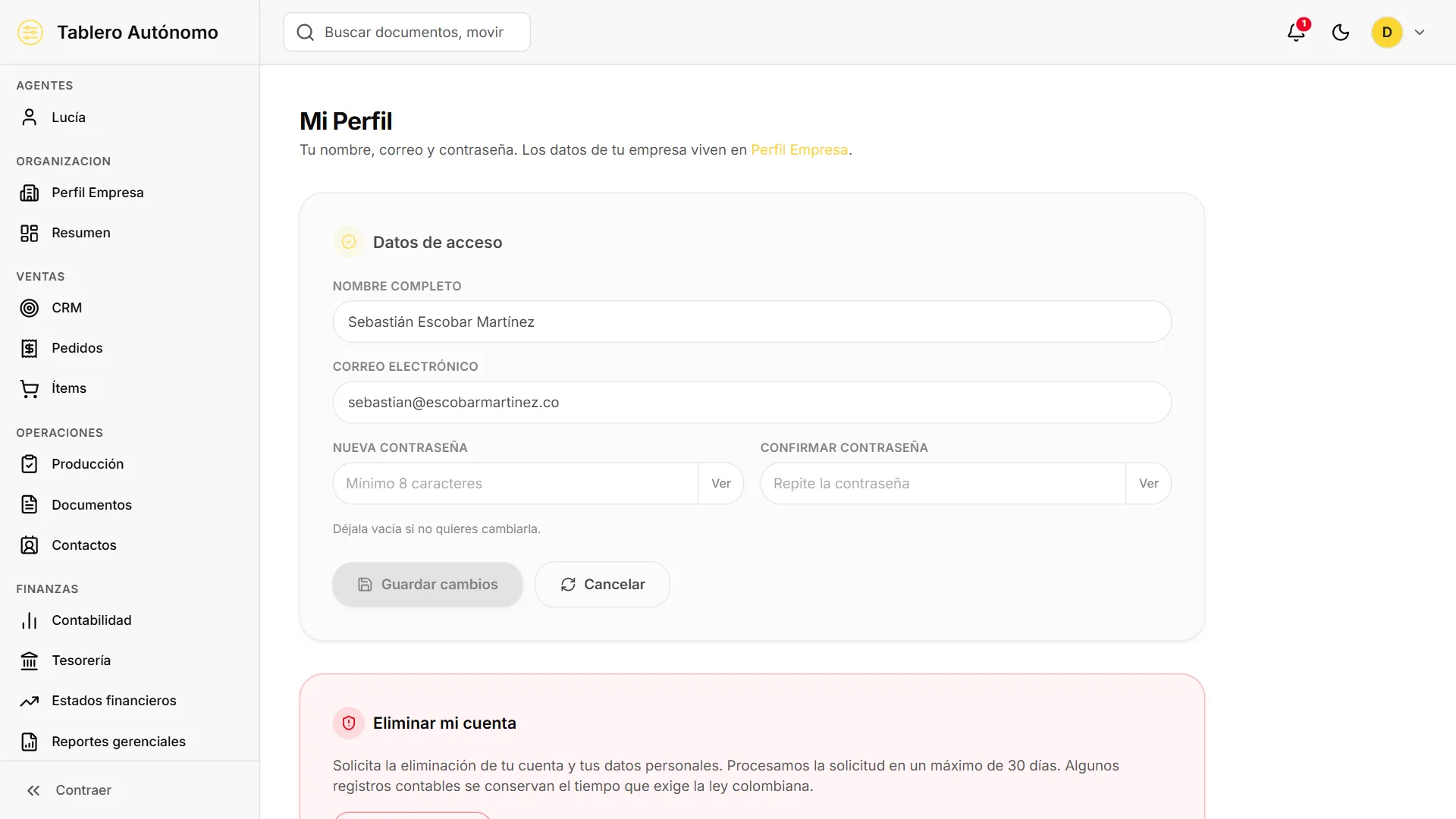 CUENTA — Mi perfil