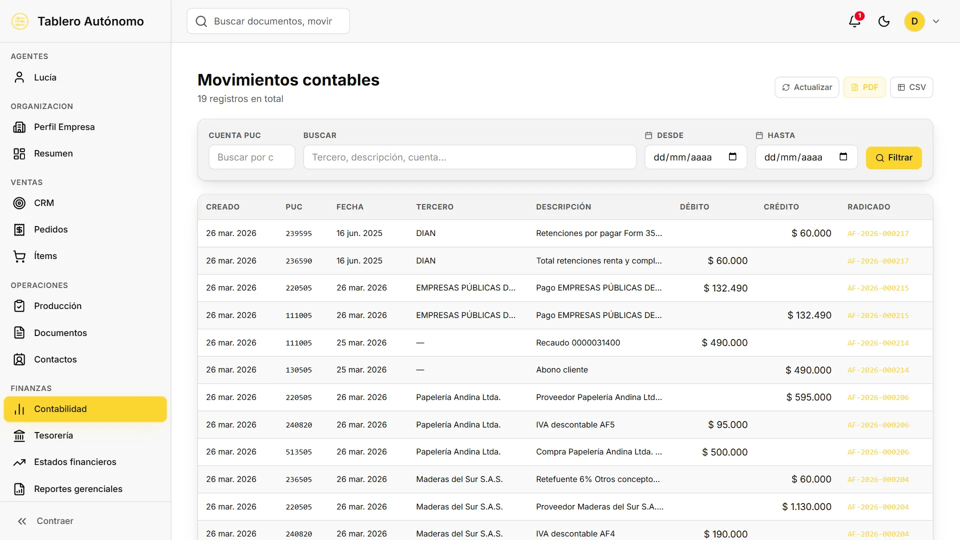 FINANZAS — Contabilidad